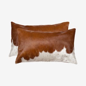 Torino Kobe Cowhide Pillows - Brown / White - Set of 2