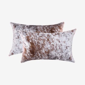 Torino Kobe Cowhide Pillows - Salt & Pepper - Brown / White - Set of 2