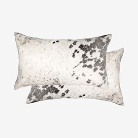 Torino Kobe Cowhide Pillows - Salt & Pepper - Grey / White - Set of 2