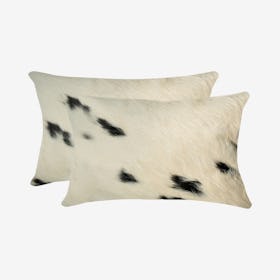 Torino Kobe Cowhide Pillows - White / Black - Set of 2