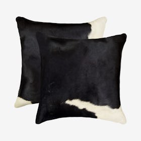 Torino Kobe Cowhide Square Pillows - Black / White - Set of 2