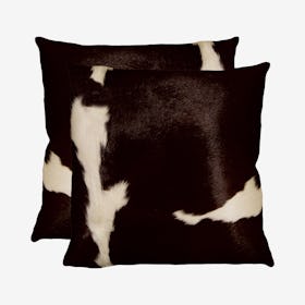 Torino Kobe Cowhide Square Pillows - Chocolate / White - Set of 2