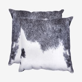 Torino Kobe Cowhide Square Pillows - Grey / White - Set of 2