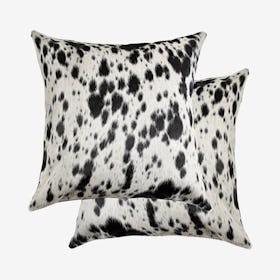 Torino Kobe Cowhide Square Pillows - Salt & Pepper - Black / White - Set of 2