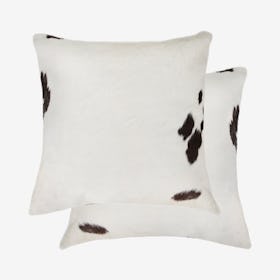 Torino Kobe Cowhide Square Pillows - White / Black - Set of 2