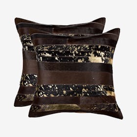 Torino Madrid Square Pillows - Chocolate / Gold - Set of 2