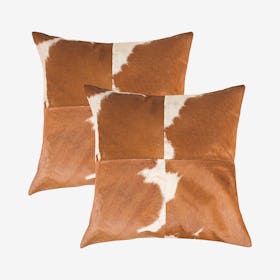 Torino Quattro Square Pillows - Brown / White - Set of 2