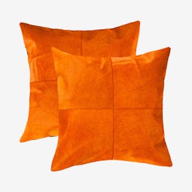 Torino Quattro Square Pillows - Orange - Set of 2