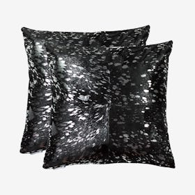Torino Quattro Square Pillows - Silver / Black - Set of 2