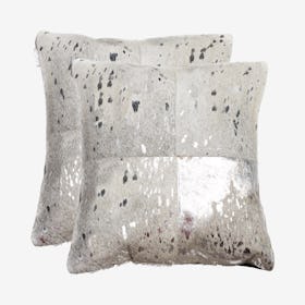 Torino Quattro Square Pillows - Silver / Grey - Set of 2