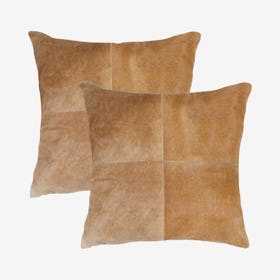 Torino Quattro Square Pillows - Tan - Set of 2