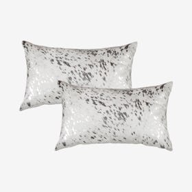 Torino Scotland Cowhide Pillows - Grey / Silver - Set of 2