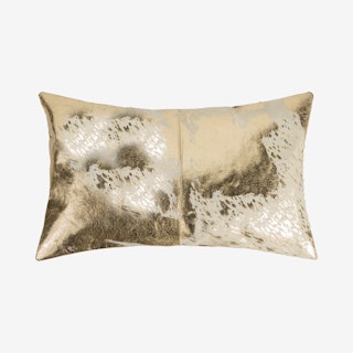 Torino Scotland Cowhide Pillow - Natural / Gold