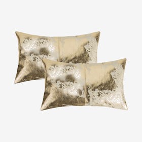 Torino Scotland Cowhide Pillows - Natural / Gold - Set of 2