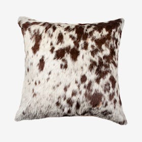 Torino Cowhide Square Pillow - Salt & Pepper - Chocolate / White