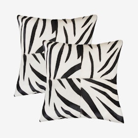 Torino Togo Quattro Square Pillows - Zebra - Black / White - Set of 2