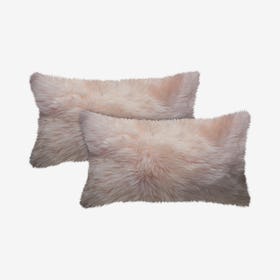 New Zealand Sheepskin Pillows - Blush - Set of 2