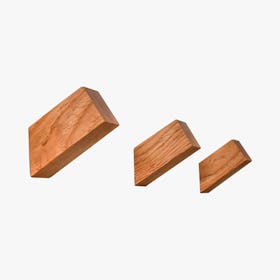 Rectangular Hooks - Hickory - Set of 3