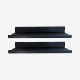 L-Shape Wall Shelves - Black - Set of 2