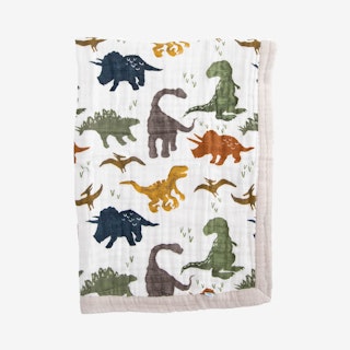 Dino Friends Muslin Baby Blanket - Cotton