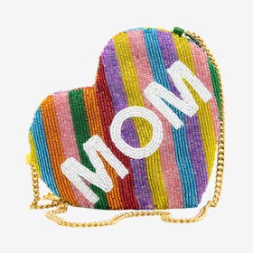 Beaded Heart Shape Bag - Rainbow / Mom