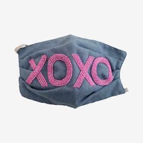 Beaded Face Mask - Denim / Pink - XOXO