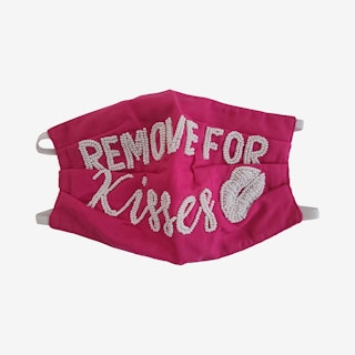 Beaded Face Mask - White / Fuchsia - Remove For Kisses