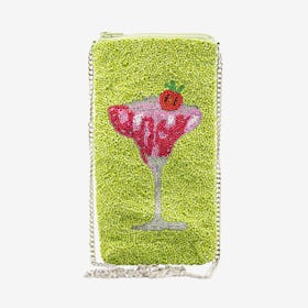 Beaded Mobile Sling Clutch - Green / Pink - Cocktail