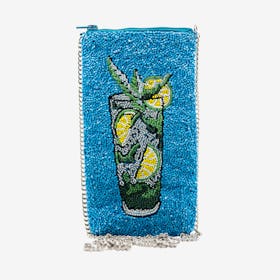 Beaded Mobile Sling Clutch - Blue - Cocktail