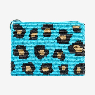 Beaded Coin Purse - Leopard / Turquoise