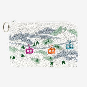 Beaded Coin Purse - Grey / Green - Ski Lift