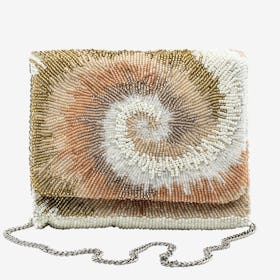 Beaded Box Bag - White / Gold - Tie Dye / Swirl