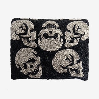 Beaded Box Bag - Black / Silver - Skull Design
