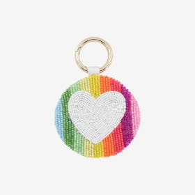 Heart Beaded Key Ring - Colorful / Rainbow