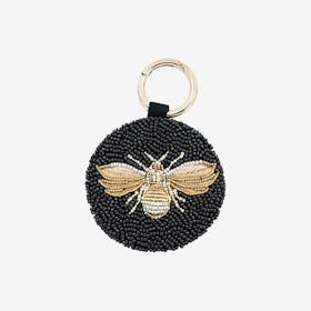 Bee Beaded Key Ring - Black / Gold