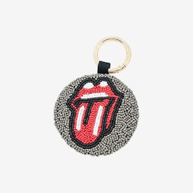 Tongue Beaded Key Ring - Red / Gray
