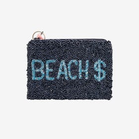 Beach Beaded Coin Purse - Black / Blue