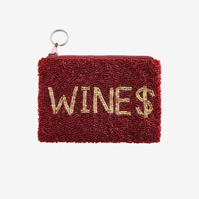 Wines Beaded Coin Purse - Red / Gold