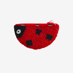 Ladybug Beaded Coin Purse - Red / Black