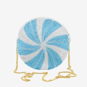 Candy Beaded Coin Purse - White / Blue