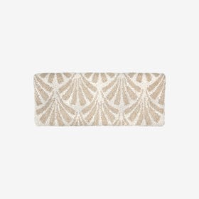 Palm Pattern Beaded Clutch Bag - Gold / White