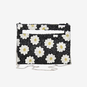 Daisies Beaded Handbag - Black / White