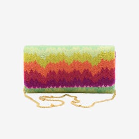 Waves Print Beaded Clutch Bag - Colorful