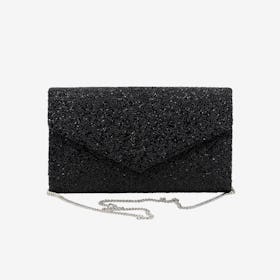 Solid Beaded Clutch Bag - Black
