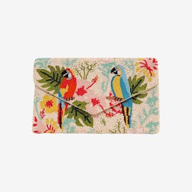 Parrots Beaded Clutch Bag - Colorful