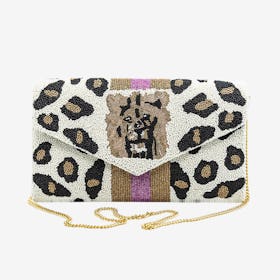 Beaded Envelope Clutch - Leopard