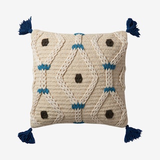 Square Pillow - Ivory / Blue