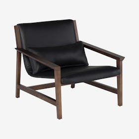 Bethany Leather Occasional Chair - Black / Walnut