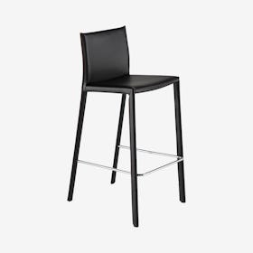 Bridget Leather Bar Stool - Black