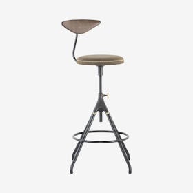 Akron Leather Counter Stool - Jin Green / Black